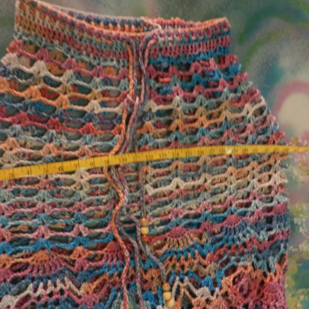OOAK crochet boho mermaid skirt swim coverup custom handcrafted rose teal citrus - Picture 15 of 16